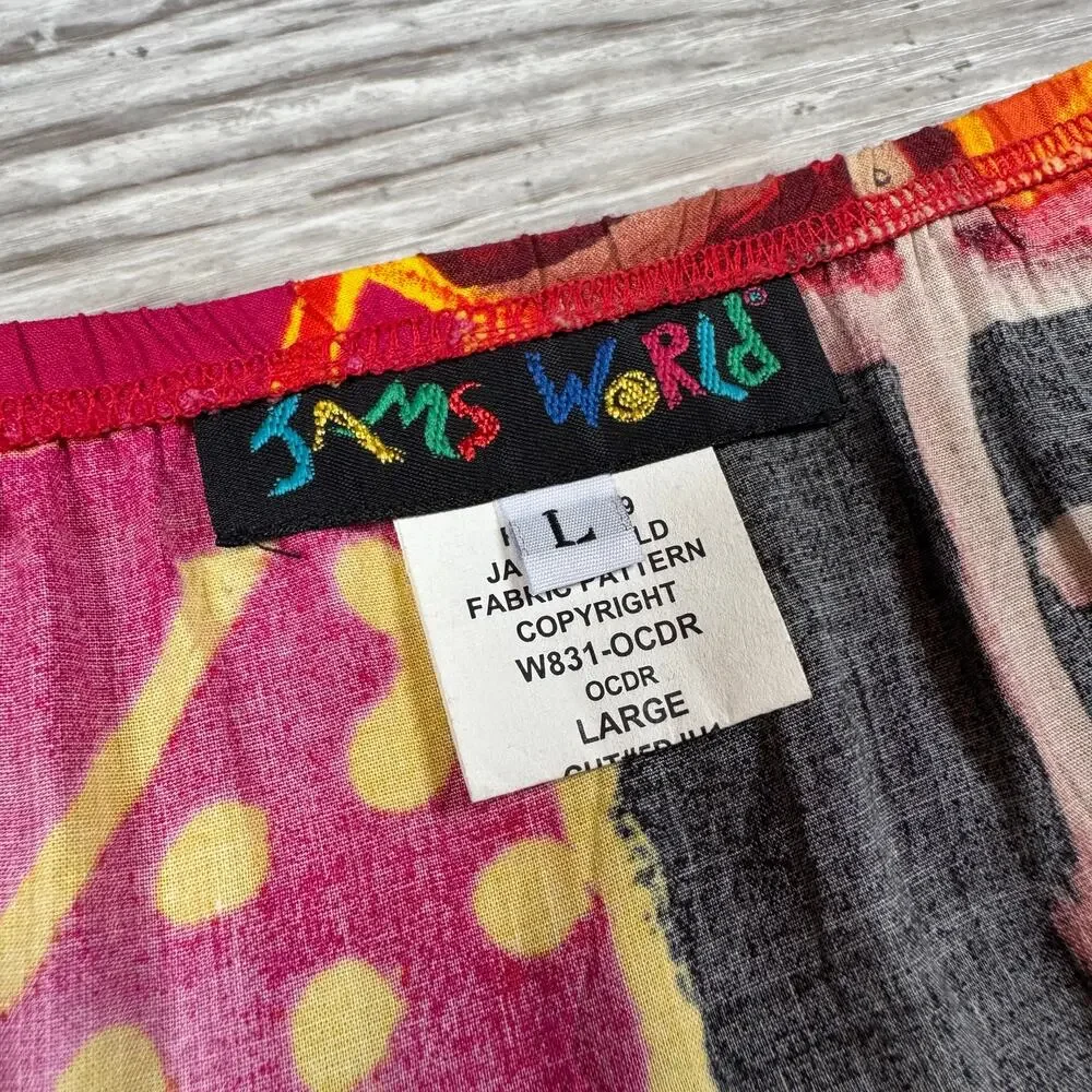 Vintage 90s Jams World Patchwork Mini Skirt Abstract Floral Artwear Boho Large